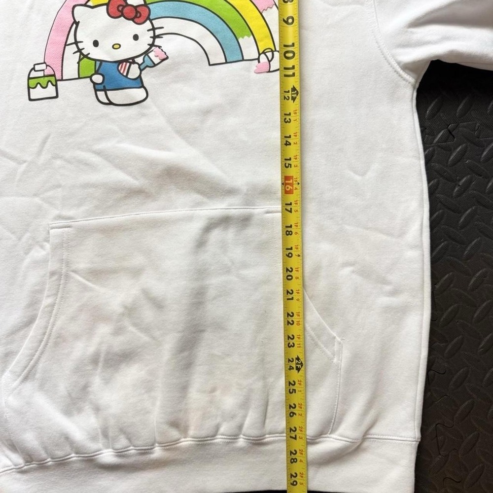 Hello Kitty Rainbow Hoodie Large White Sanrio Graphic Womens Unisex Y2K - Picture 5 of 8